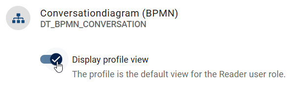 The screenshot shows the toggle switch "Show profile for this diagram type".