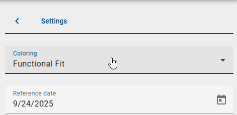 The screenshot shows the selection list in which an attribute for the colouring can be adjusted.