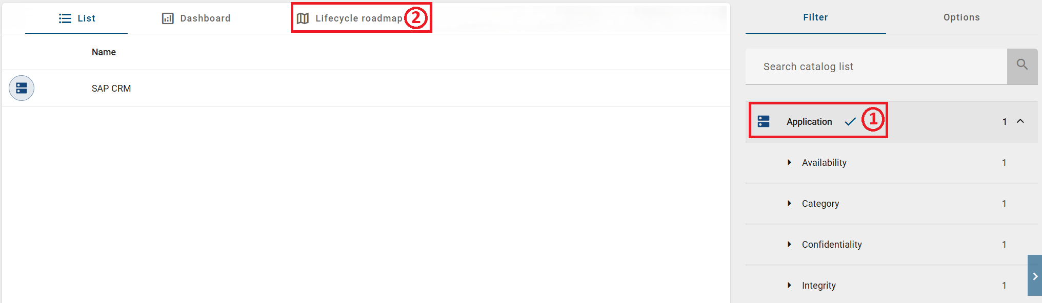 The screenshot shows the interface for opening the roadmap.