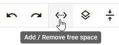 The screenshot shows the "Add/Remove Free Space" button in the modeling menu bar.