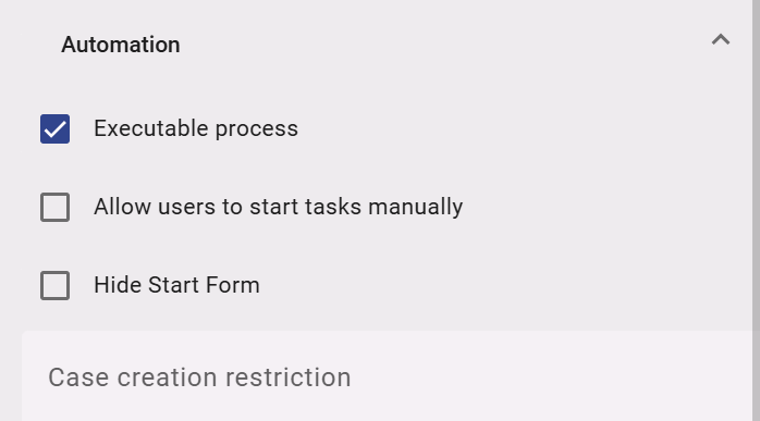 This screenshot shows you the attribute "case creation restriction" within the details of a diagram.