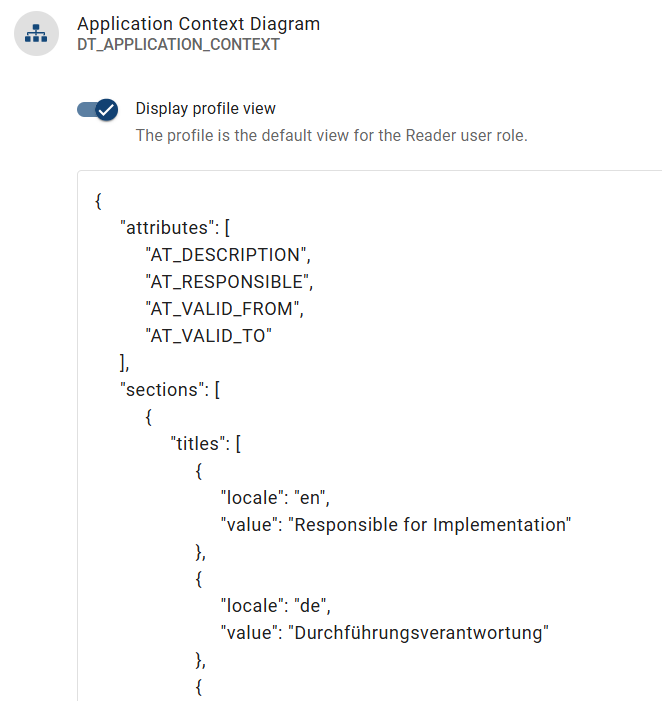 The screenshot shows the editing field for configuring the profile.