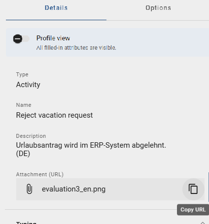 This screenshot shows the "Copy URL" button.