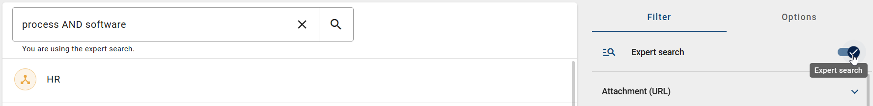 The checkbox "Expert search" is displayed here.