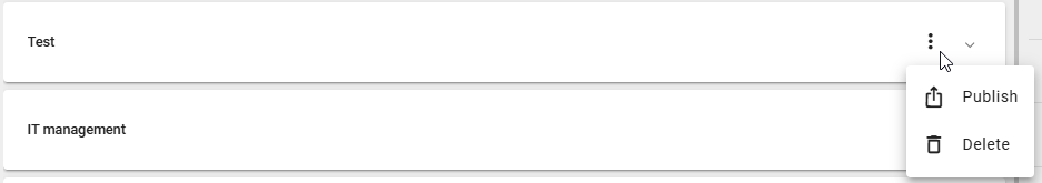 The screenshot shows the option to publish an existing context.