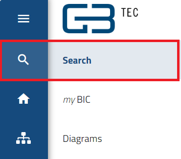 Here, the "Search" button of the menu is shown.