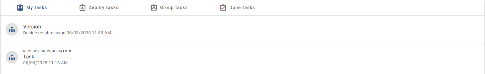 The screenshot shows the tasks list.