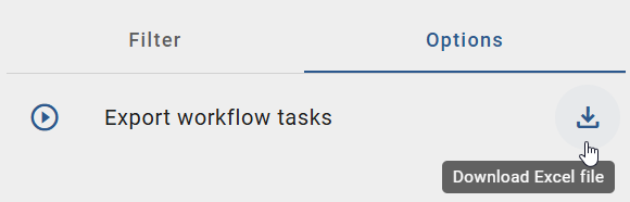 The option "Export workflow tasks" has a download button here.